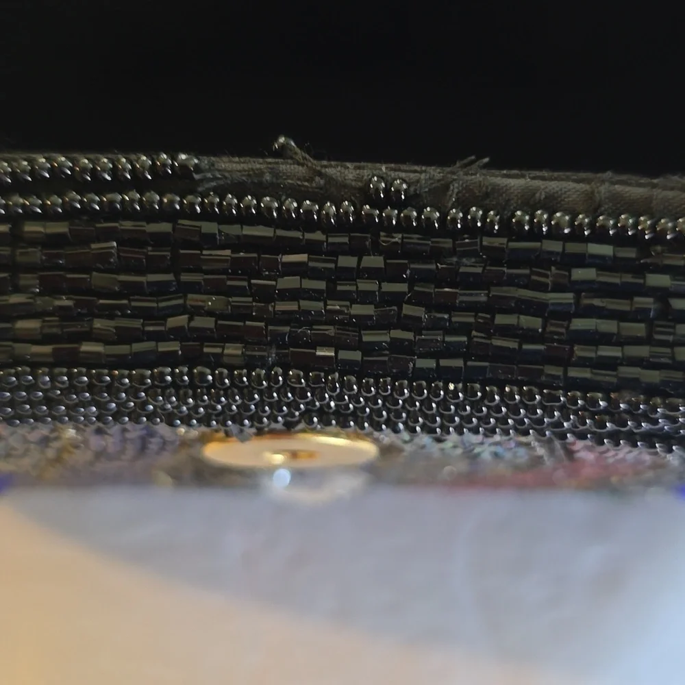 Womens heavily beaded Gem stone vintage Clutch bag Vibrant colors! Flaws minor